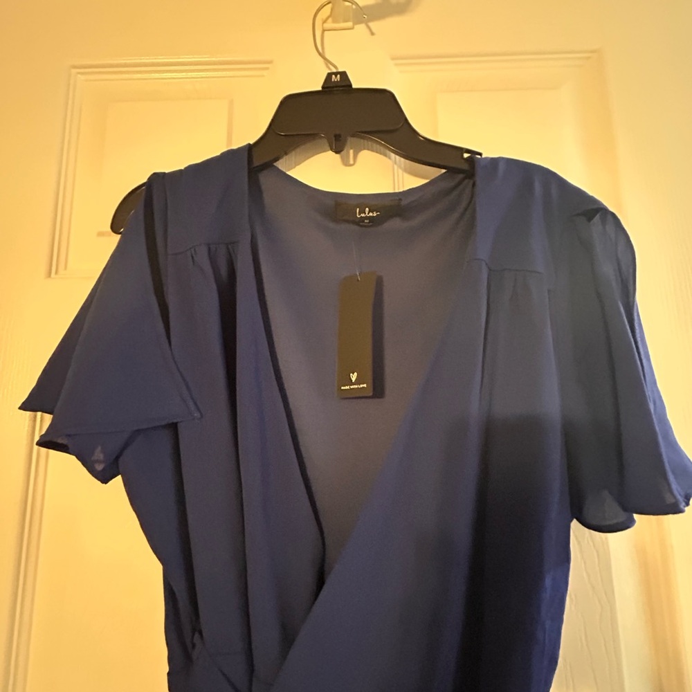 Lulu's Elegant Blue Wrap Dress